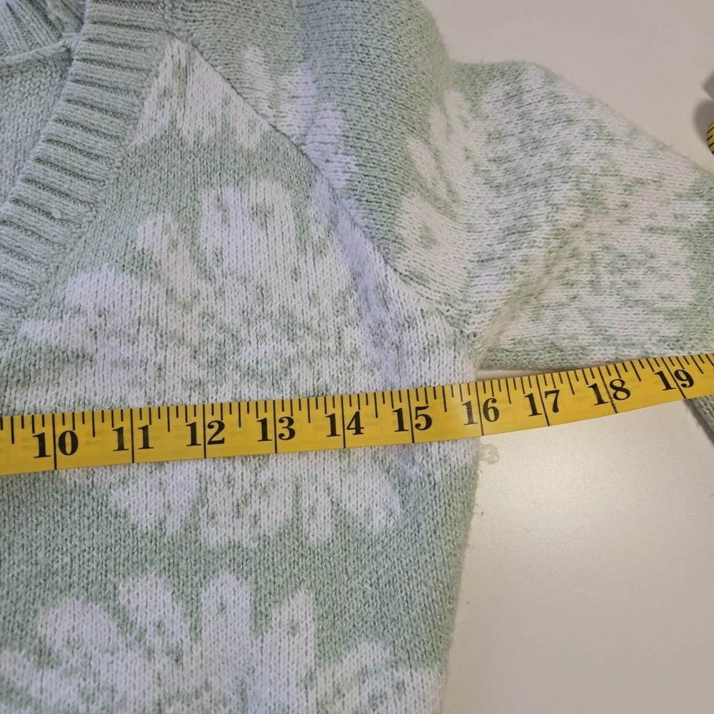 Abercrombie Kids Floral Cardigan Sweater‎ Girl Size 7/8 Green White Cotton Blend